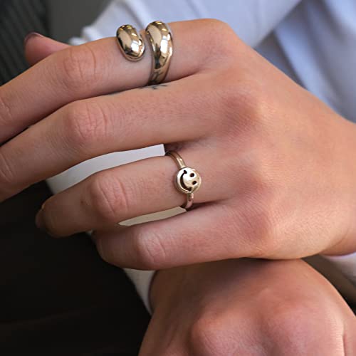 LEMON GRASS Chunky Gold Wrap Ring | Pl Wrap Around Ring Bypass Dome | Thick Statement Bold Dome Simple Bypass Ajustable Open Ring in 18K Gold Plated Sterling Silver3