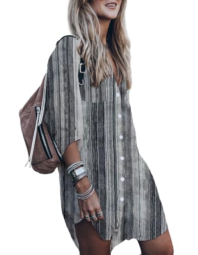 Image of Women's Swimsuit Cover up,Silky Button Down Shirt Midi Dress Kimono,Summer Bathing Suit Beach Coverups for Women (CP-Aline)