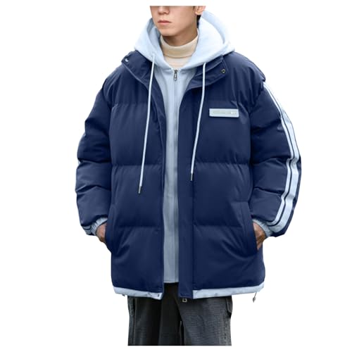 ダウンジャケット メンズ 冬服 中綿コート 大きいサイズ 防寒 防風 中綿ジャケット 無地 厚手 暖か ダウンコート フード付き カジュアル おしゃれ アウター 男女兼用 日常 アウトドア 通勤 通学 登山(4XL,ダークブルー)