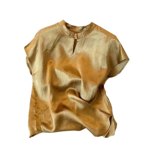 Chemise Cheongsam manches courtes femme été vêtement chinois en satin