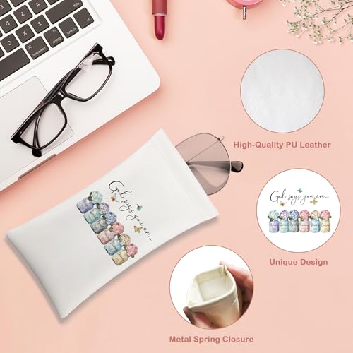 Image of Inspirational Christian Glasses Case with Bible Verse, Soft Eyeglass Pouch for Women, Christian Gifts, 7x3.5 Inches