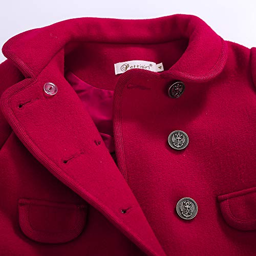 Pettigirl Little Girls Vintage Red Long Winter Jacket Coats Toddler Kids Warm Woolen Overcoat3