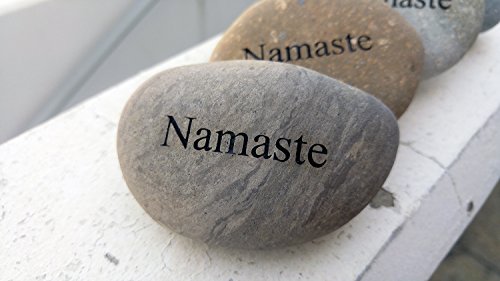 Garden Age Supply Namaste Engraved Stone Inspirational Sandblast, Perfect Gorgeous Unique Gift Ideas, Natural Beach Pebble Rock #TOP1
