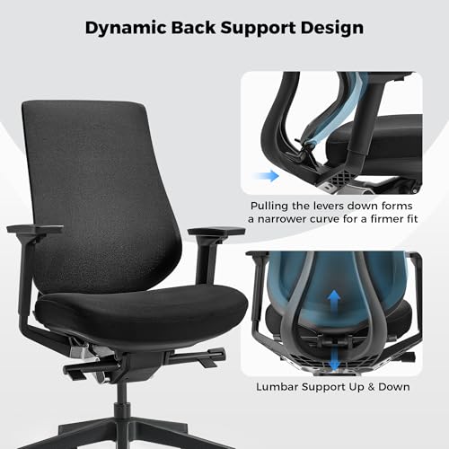 Image of EUREKA ERGONOMIC Lira Office Chair with Headrest, Ergonomic Desk Chair with 3D Armrests, Adjustable Seat Depth, Mesh Computer Chair with Lumbar Support for Home Office(Black)