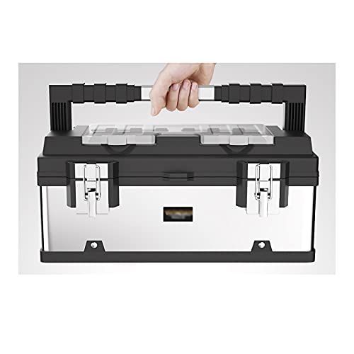 Tool Box Tool Box Stainless Steel with Removable Tray Organizer Long Handle Top Chest for Household Industry Hardware or Craft Storage Case Tool Case (Size : 17 inch)