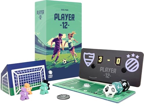 Player 12 - Juego de mesa de Fútbol, con Cartas y Dados para marcar Goles, fácil de aprender, rápido y entretenido, formato pequeño de viaje, Regalo niño/niña 6 7 8 9 10 11 12 años familiar