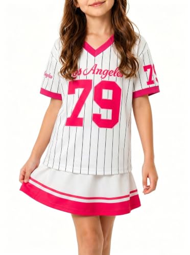 Image of LUKYCILD Baby Girls Summer Clothes Casual Clothing Suit Short Sleeve Striped T-Shirt +Pants