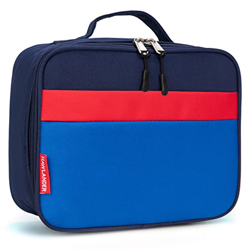 Hawlander Insulated Kids Lunch Box Bag For Boys And Girls, With Side Bottle Holder, Navy-Blue #TOP13