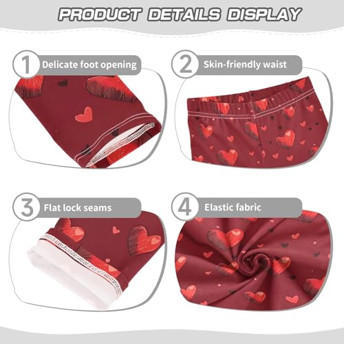 Red Hearts Valentines Girls Leggings Soft Stretch Workout Yoga Dance Pants for Kids Casual Tights3