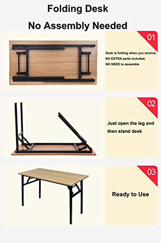 31” Folding Commercial Table Training Table Folding Computer Desk Workstation Folding Laptop Table,Home Office Desk, No Assembly Needed,Bown - Thumbnail 6