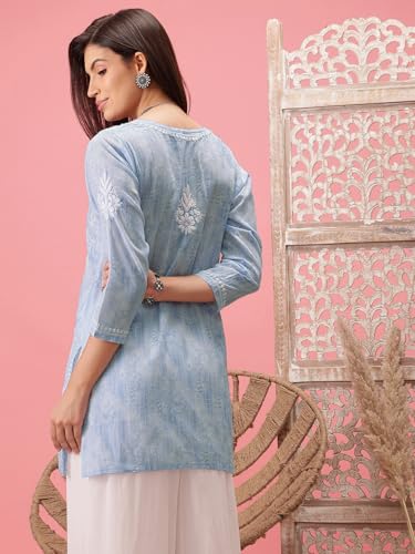 Image of Ada Hand Embroidered Lucknowi Chikankari Cotton Top for Women A911411