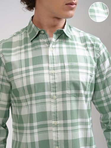 Image of Highlander Men's Cotton Slim Fit Checks Shirt | Full Sleeves | Regular Collar | Casual Shirts for Men