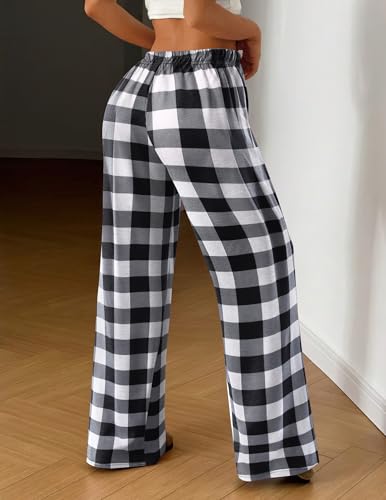 Image of Ekouaer Women Pajama Pants Comfy Pj Bottom with Pockets Stretch Plaid Sleepwear
