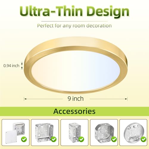 Image of hykolity 9 Inch Selectable CCT LED Round Flat Panel Light,18W,1800LM,3CCT