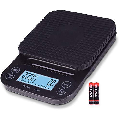 Fuzion Coffee Scale with Timer, Beeps Function, 3000g/0.1g Digital Coffee Scale with LCD