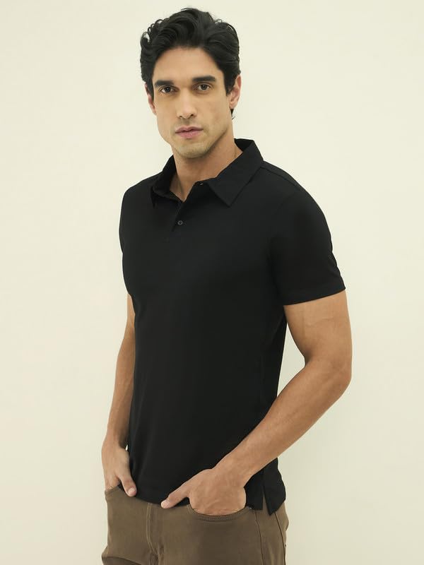 Image of Polo T-Shirt for Men's | Cotton Blend T-Shirt with Half Sleeve | Polo Neck with Regular Fit | Button Closure for Casual Wear