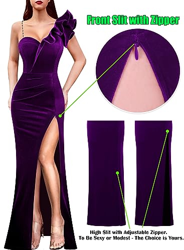 Image of VFSHOW Womens Ruffle One Shoulder Formal Prom Gala Maxi Dress Evening Gown