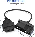Replacement for Ford 7 pin OBD1 to OBD2 Adapter Code Reader Scanner Check Engine Repair Diagnostic Tool Cable Connector