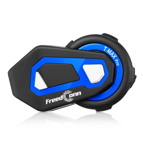 Motorcycle Bluetooth Headset FreedConn T-Max Pro 1000m 6 Riders Motorcycle Helmet Bluetooth Intercom with Music Sharing 570mAh (Waterproof/CVC Noise Reduction/Stereo Music)…