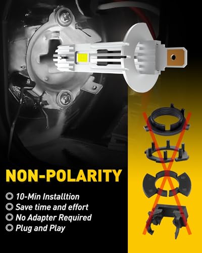 Image of AUXITO 2025 Upgraded H1 LED Light Bulb, 1:1 Mini Size, No Adapter Required Easy install, 6500K White, H1ll Fanless LED Kit Fog lights, Canbus Ready, Plug and Play, Pack of 2