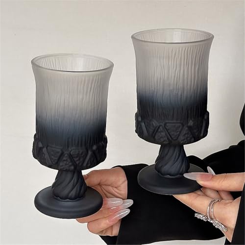 Vasos de agua de cristal esmerilado negro para vino, cócteles y zumos en casa 6