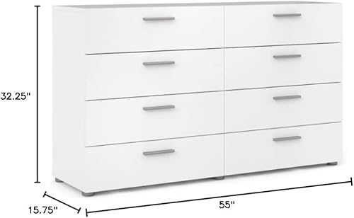 Miniatura 2 de Cómoda con cajones profundos para dormitorio vestidor doble de 8 cajones color blanco