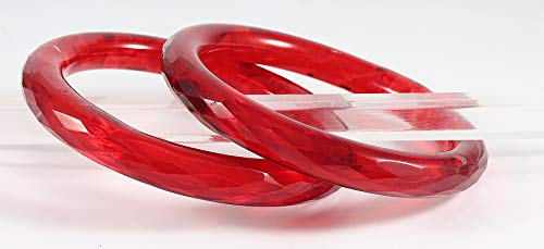 Image of NMII Traditional Glass With Diamond Cutting Pattern Glossy Finished Stylish Kada Set For Women And Girls | Crystal Glass Kada Bangles Set For Wedding, Festive