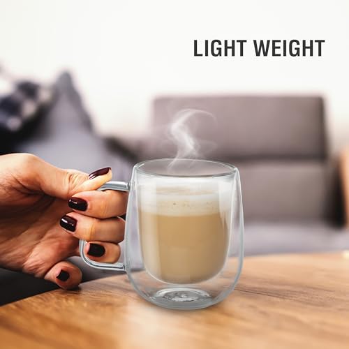 Image of Treo by Milton Halo High Borosilicate Glass Tea & Coffee Mug Set of 1, 270 ml I Micro Wave & Refrigerator Safe I Reduced Condensation I Food Safe I Premium Gifts for Woman, Man