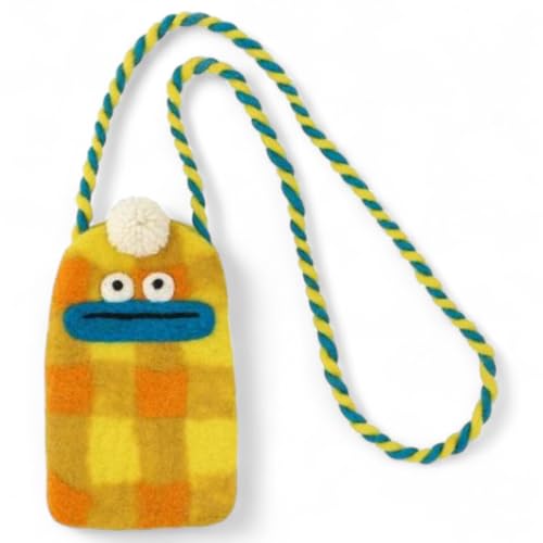 匠美風Select クリスマス 2WAY ( 飾り 〜 プレゼント ) フリースタイル オーナメント ネパールフェルト ポシェット ビビモン チェックイエロー