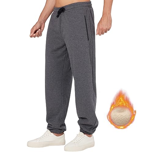 ineepor Thermal Men's Jogging Bottoms Baggy Warm Fleece Lined Wide Sports Trousers Winter Sweatpants with Pockets, charcoal, 4XL ineepor Thermal Men's Jogging Bottoms Baggy Warm Fleece Lined Wide Sports Trousers Winter Sweatpants with Pockets, charcoal, 4XL