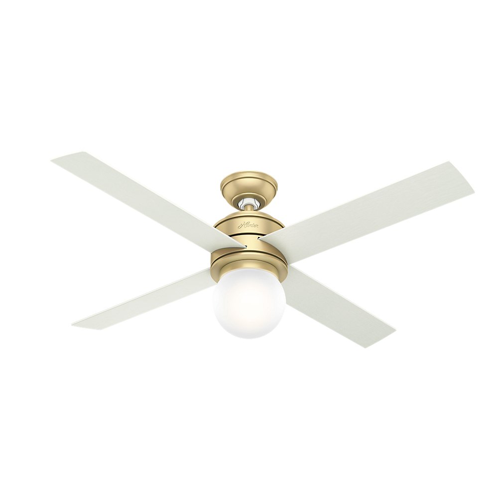 Hunter59320 Hepburn Ceiling Fan Hunter Light with Wall Control, 52", Modern Brass