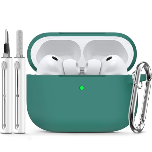 Image of Ljusmicker for AirPods Pro 3 Case 2025 with Cleaner Kit,Soft Silicone Protective Cover for Apple AirPods Pro 3rd Generation Cases for Women Men,for AirPod Pro 3 Cover with Keychain-Pine Green