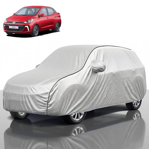 Image of Kayme Compatible with Silver Aura Car Cover Waterproof Car Body Cover for All Weather Proof & Full Bottom Elastic, Triple Stitching with 100% Nail Proof Cover