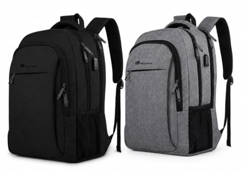 Image of NEXURGE Laptop Backpack 15.6 Inch, Water-Resistant Business Travel Backpack with USB Charging Port, Anti-Theft Rucksack with Luggage Strap, Cabin Work & College Backpack for Men & Women (Black)