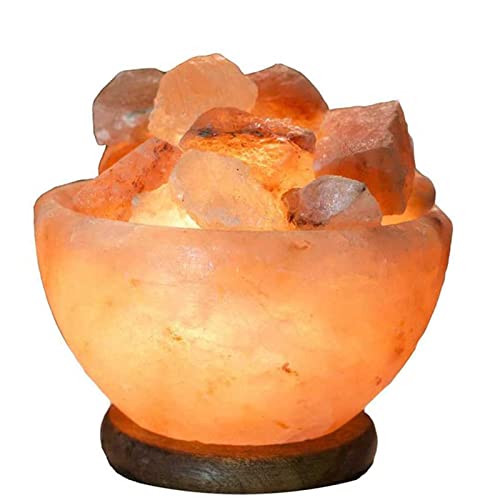 Gigesute Lampada Braciere al Sale Dell'himalaya Rosa Naturale con Lampadina E Interruttore Dimmer, Pezzi Salgemma Cristallo Fatti A Mano, per Decorazioni Casa E Regali