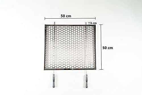 GRELHA INOX TELA GROSSA CABO CENTRAL 50x50cm, 55x50cm, 60x50cm ou 65x50cm VIP INOX (55x50)