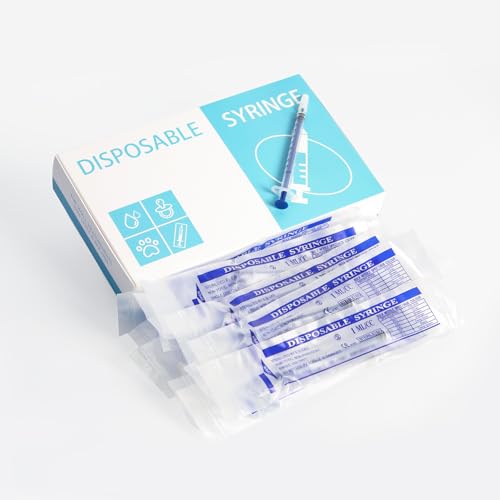 40 Pack 1ml/1cc Oral Syringe with Protective Cap,No Needle,Individually Sealed,for Pets Oral,Refilling,Oil or Glue Applicator,Measuring or Transfering Tiny Amount of Liquids (40)