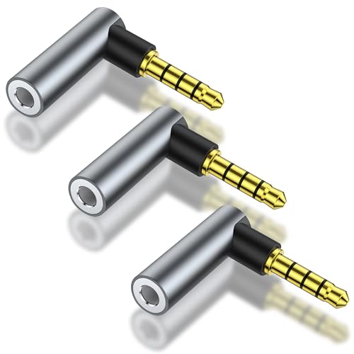 HATMINI 3 Pack Angle 3.5mm Male to Female Audio Adapter?90 Degree Right Angle 3.5mm 1/8