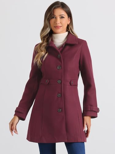 Image of Allegra K Women's Winter Classic Overcoat with Pockets Single Breasted Coat