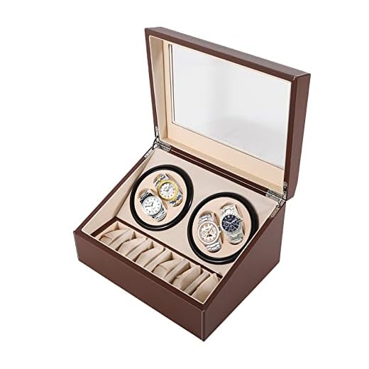 NOPTEG Automatic Watch Winder 4+6 Rotation Leather Storage Case Display Case Box Holder Organizer W/Pillow (Brown)