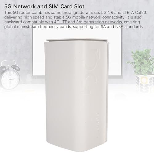 XUMIUZIY 5G CPE Router mit SIM Kartensteckplatz, Dualband WiFi 6 Wireless Router für Heimbüros, 4,67 Gbit/s Hochgeschwindigkeit, Integrierte Antennen, Unterstützung für NSA SA (EU-Stecker)