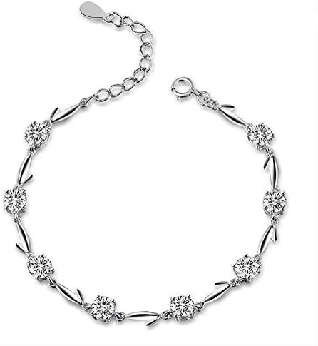 NANHONG Beaded Charm Bracelet in 925 Sterling Silver AAA Crystal Hand Catenary with Gift Box