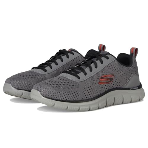 Skechers Tenis Track-leshur para Hombre, Gris/Naranja, 45 EU