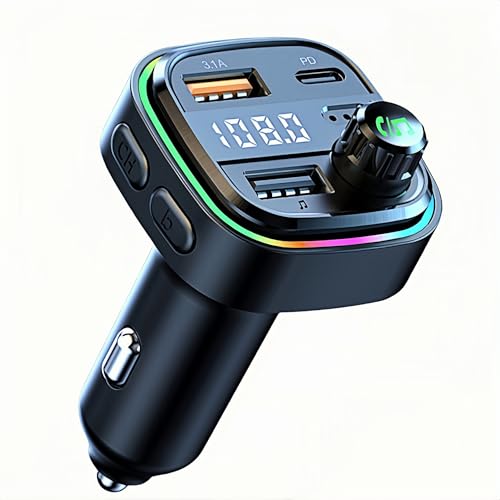 Bluetooth Car Adapter with Fast Charger, YCTech Bluetooth FM Transmitter for Music, Dual USB & PD Charging Ports, Hands-Free Calling, Wireless Radio Receiver Adaptor for MP3 Player USB Flash Drive