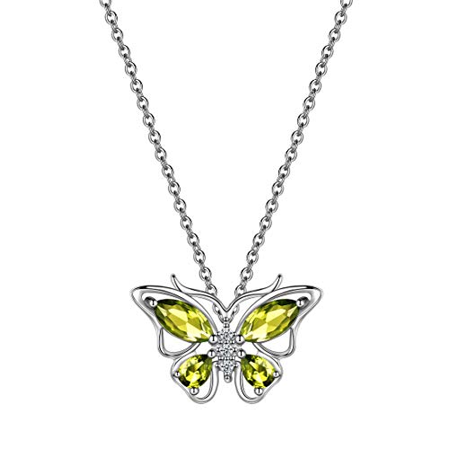 925 Sterling Silver Birthstone Butterfly Jewelry Women Crystal Animal Cute Butterflies Birthday Necklace/Earring/Ring/Bracelet Sets Birth Stone Statement Anniversary Jewellery