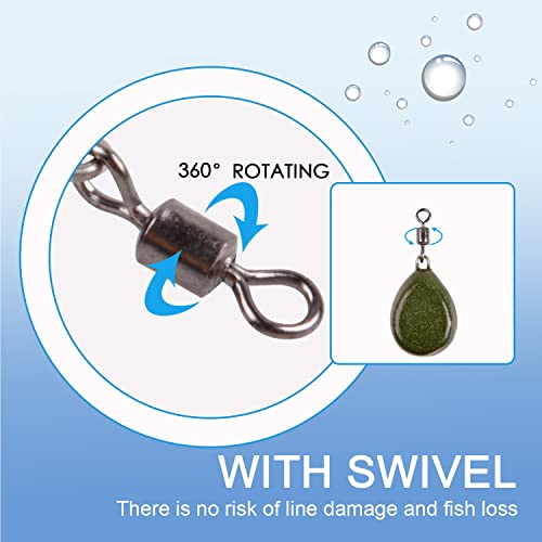 Image of AGOOL Carp Wegihts Fishing Sinkers - Tapered Flat Sinker with Rolling Swivels 2oz Coatd Lifelike Color Carp Fishing Gear Tackle