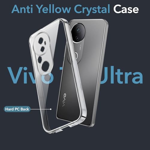 Image of Jkobi Lifetime Anti-Yellow Clear Back Cover Case for Vivo T4 Ultra (Sleek Hard Crystal | Shockproof and Camera Protection)