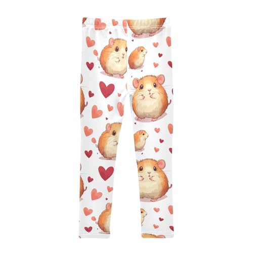 Hamster Cartoon Girls Leggings,Workout Leggings for Girls Toddler Athletic Legging Size for 3-10T2