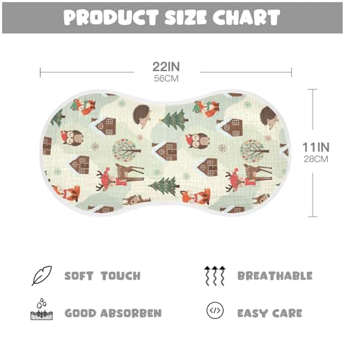 J JOYSAY Deer Owl Fox Beige Baby Burp Cloths for Boys Girls Large 22''x11'' Cotton 4 Layer Burp Rags for Boy Drool one sizex12