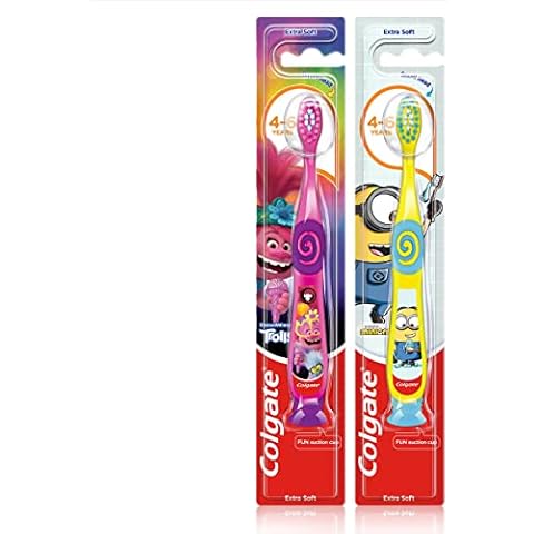 Colgate Smiles Zahnbürste für Kinder 4-6 Jahre, extra sanft, 1 Stück - manuelle Zahnbürste mit Saugnapf, Minions- oder Troll-Design, verschiedene Modelle (1er Pack) Cover
